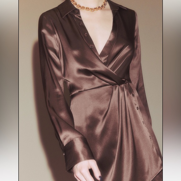 REFORMATION brown silk dress - Picture 6 of 7